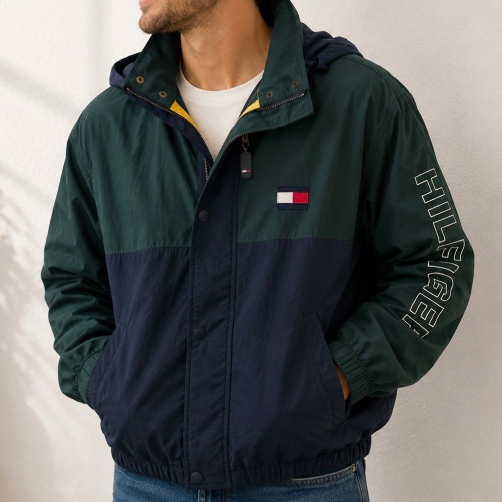 Vintage Tommy Hilfiger 90s Colorblock Sailing Windbreaker Jacket Coat Large